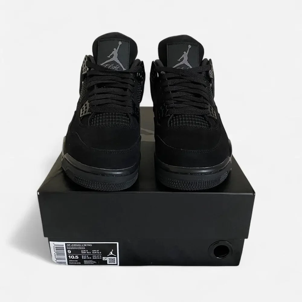 Air jordan 4 retro black cat - size 9 M / 10.5 W US